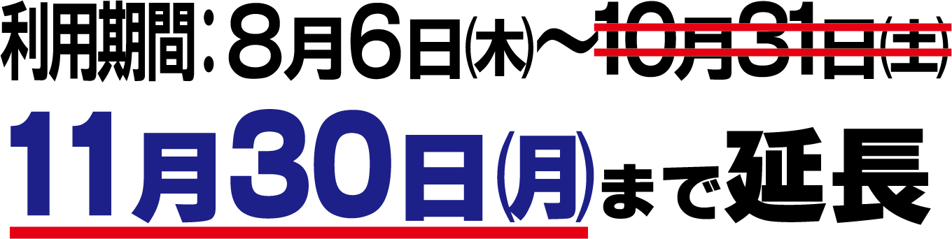 利用期間:8月6日(木)〜11月30日(月)まで延長